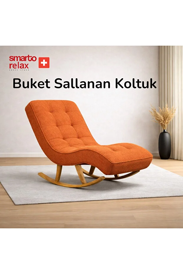 Relax Buket Ergonomik Dinlenme Koltuğu – Leke Tutmaz Kumaş, Modern Dekoratif (Turuncu).